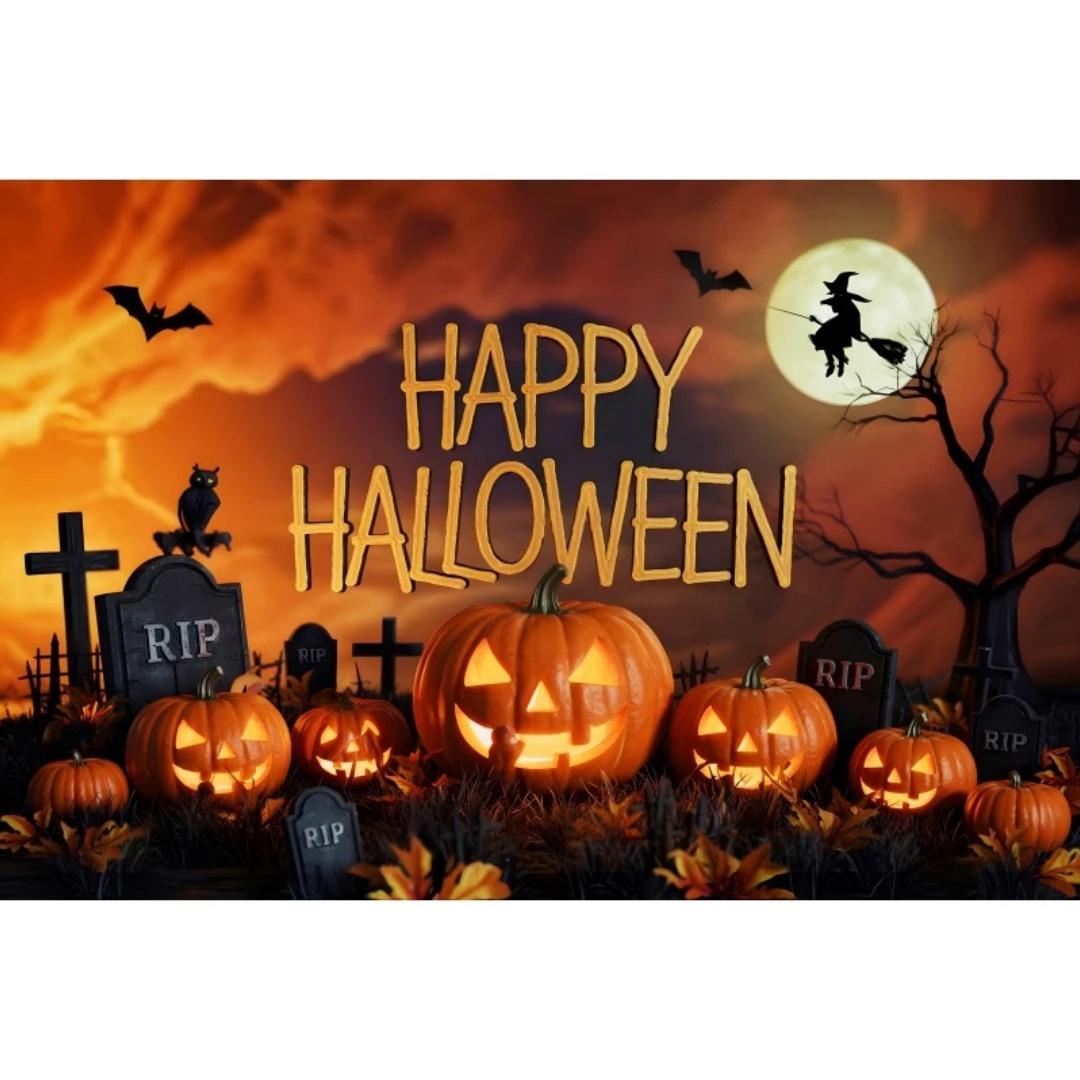 

1pc Orenge Happy Halloween Party Backdrop with Moon Pumpkin Bats Witch Dustproof Banner for Halloween Themed Party Decoration 100x150cm
