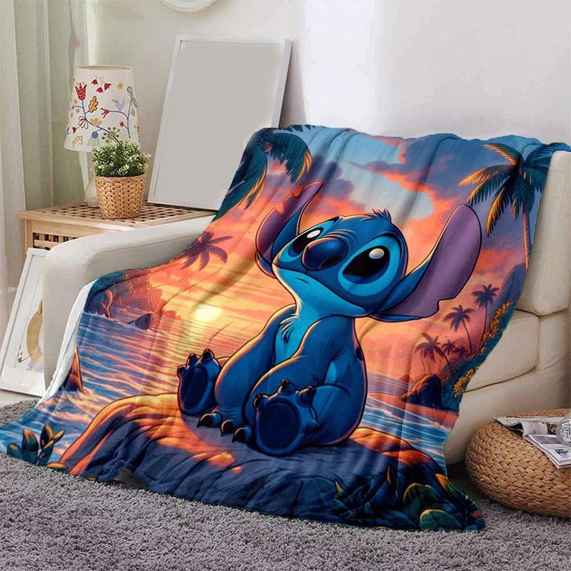 1ks Deka s potiskem Stitch - Měkká, celoroční přehoz do obývacího pokoje, ložnice, na cesty