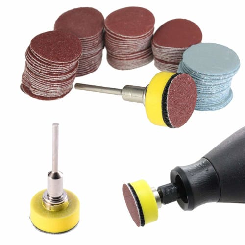 Saipor 25mm Sanding Discs, 100 Pieces, Sanding Paper Grinder Accessory, Mixed Grit #100/#180/#240/#1500/#3000, for Polishing Painted Surfaces, Rust Re