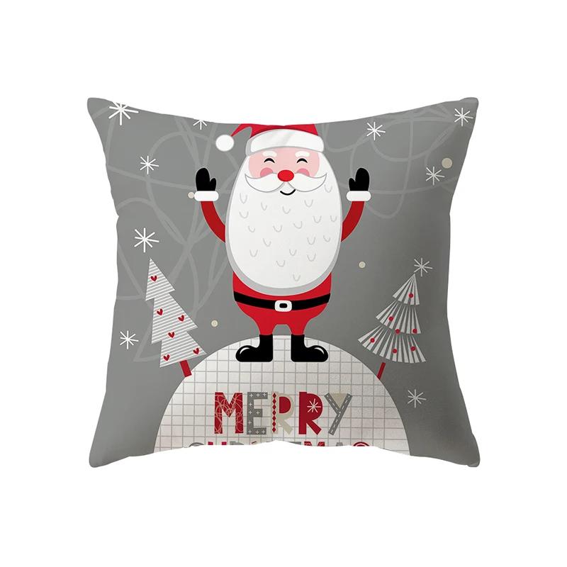 Merry Christmas Cute Santa Claus Snowman Print Pattern Cushion Cover Home Living Room Sofa Decoration Pillow
