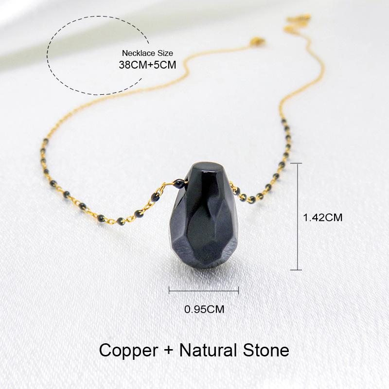 Black Agate Natural Stone Pendant Versatile Necklace for Women's Clavicle Chain High-end Design Niche Temperament Necklace Accessories