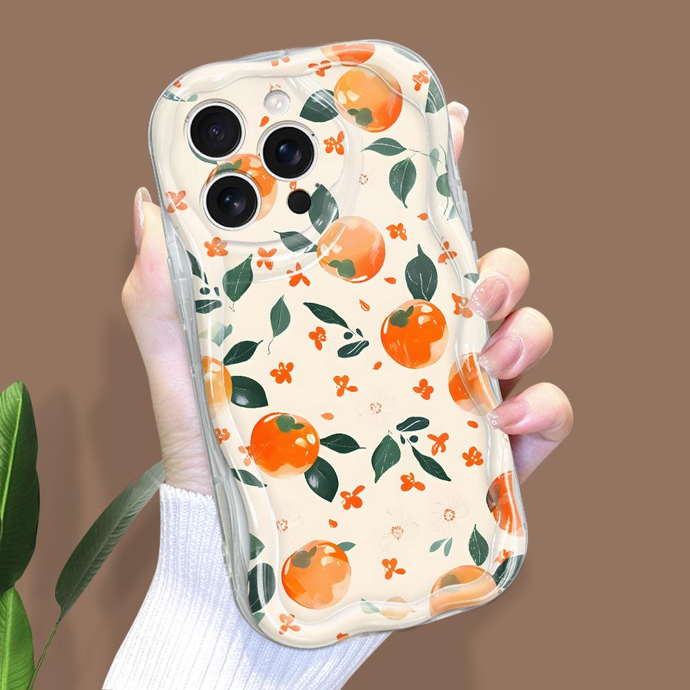 For iPhone 16 15 14 Samsung S25 S24 S23 A06 A13 A14 A15 A16 A55 Redmi 14C 13C Note 14 13 12 Wavy Edge Fruits Flowers Soft Silicone Phone Case