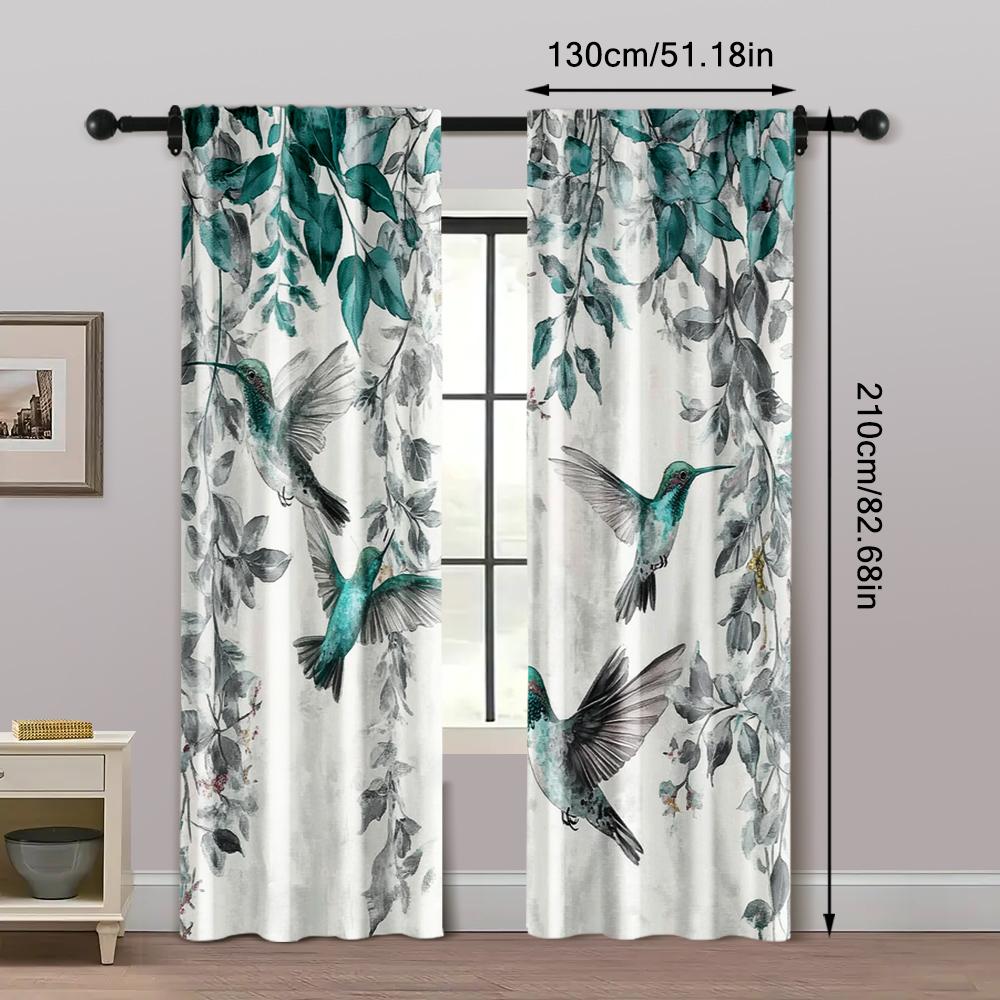 2pcs   Minimalist Curtains 2D Print Colorful Hummingbird Versatile Polyester (without Rod) Stuff Clearance Use for Living Room