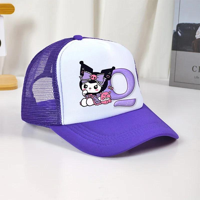 Kuromi Girls Baseball Caps English Letters Cartoon Hat Children Casual Hat Cute Sanrios Adjustable Peaked Cap Kids Birthday Gift