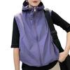 Women Ves Hooded Cardigan Sleeveless Drawstring Loose Sun Hem Solid Color Zipper Closure Protection Casual Sports