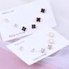 Korean Style Elegant Women's Invisible Diamond Stud Earrings Set - Three Pairs of Small Metal Studs