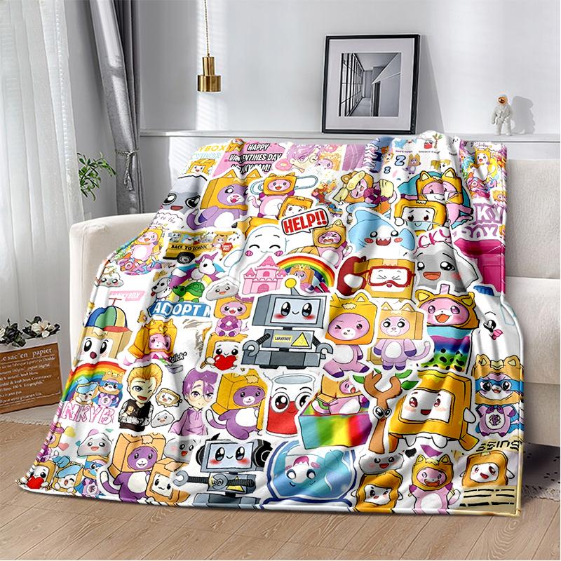 29 Style New Lankybox Boxy Foxy Rocky Cartoon Blanket,Soft Throw Blanket for Home Bedroom Bed Sofa Travel Picnic Cover Kid Gift