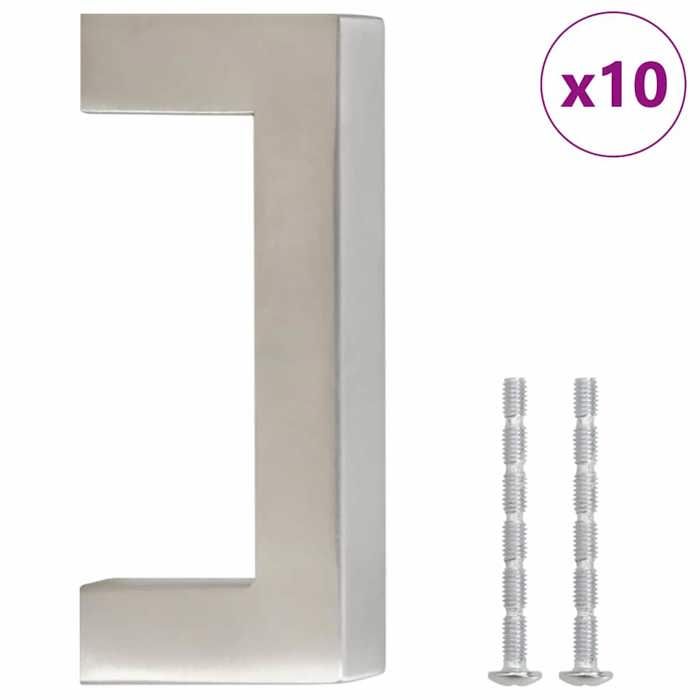 VidaXL Cabinet Handles 10 Pcs, Cupboard Handles, T-Shaped Handles Kitchen Home Interior, Silver 64 Mm Steel 155380