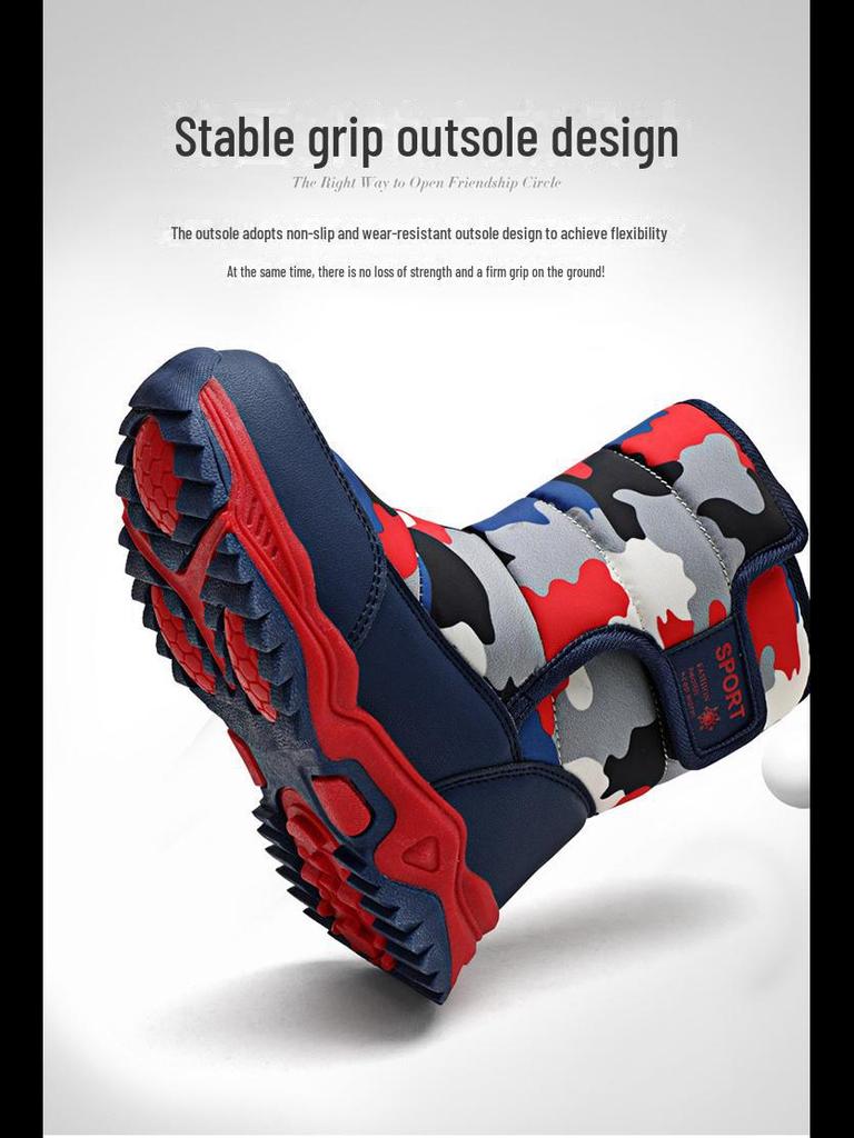 2024 Zimowe Aksamitne-Ciepłe Wysokie Maskujące Śniegowce dla Średnich i Dużych Dzieci