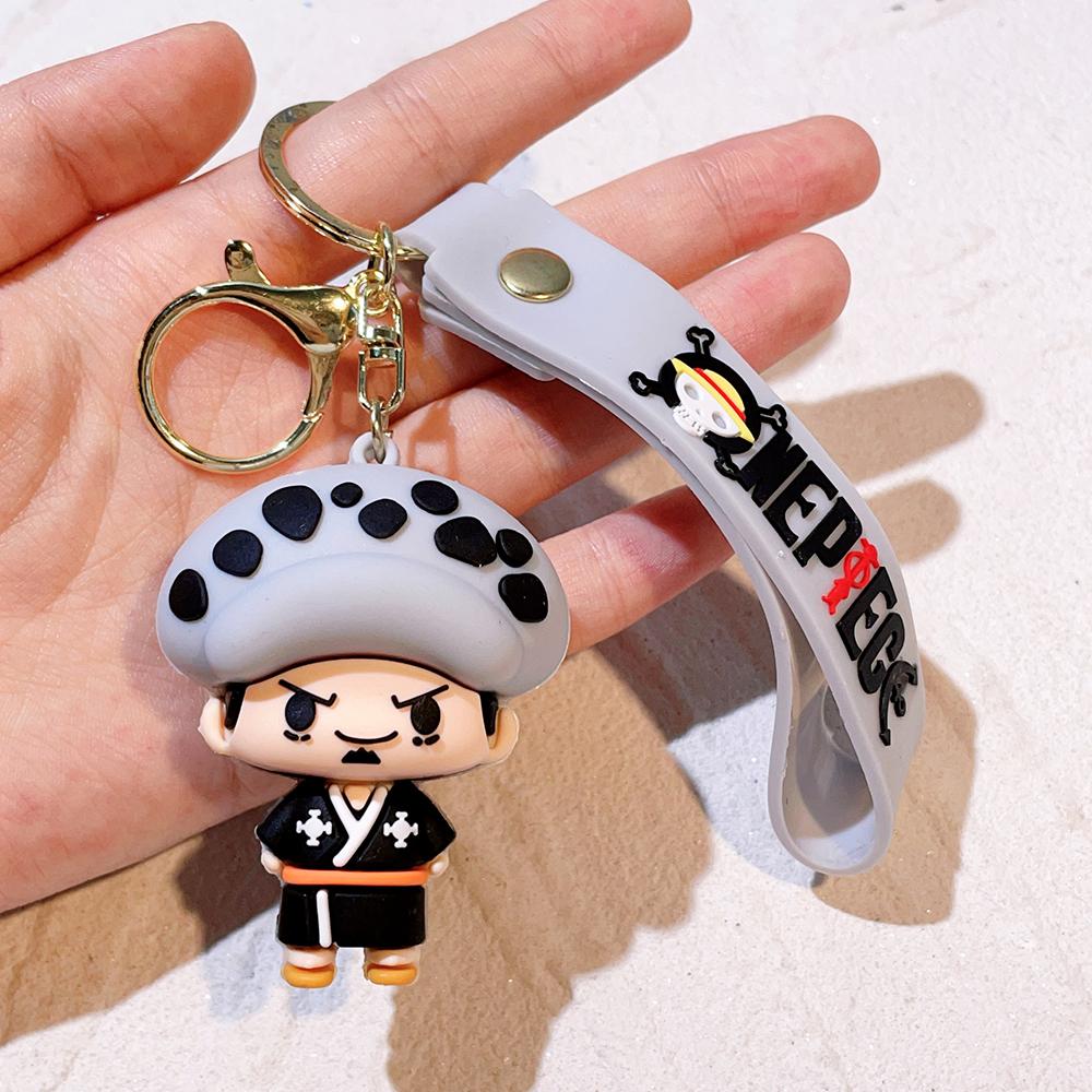 1/6 Piece One Piece Wano Country Q Edition 3D Silicone Keychain Set Luffy Joe Barcelona Bauthorpe Anime Character Bag Pendant