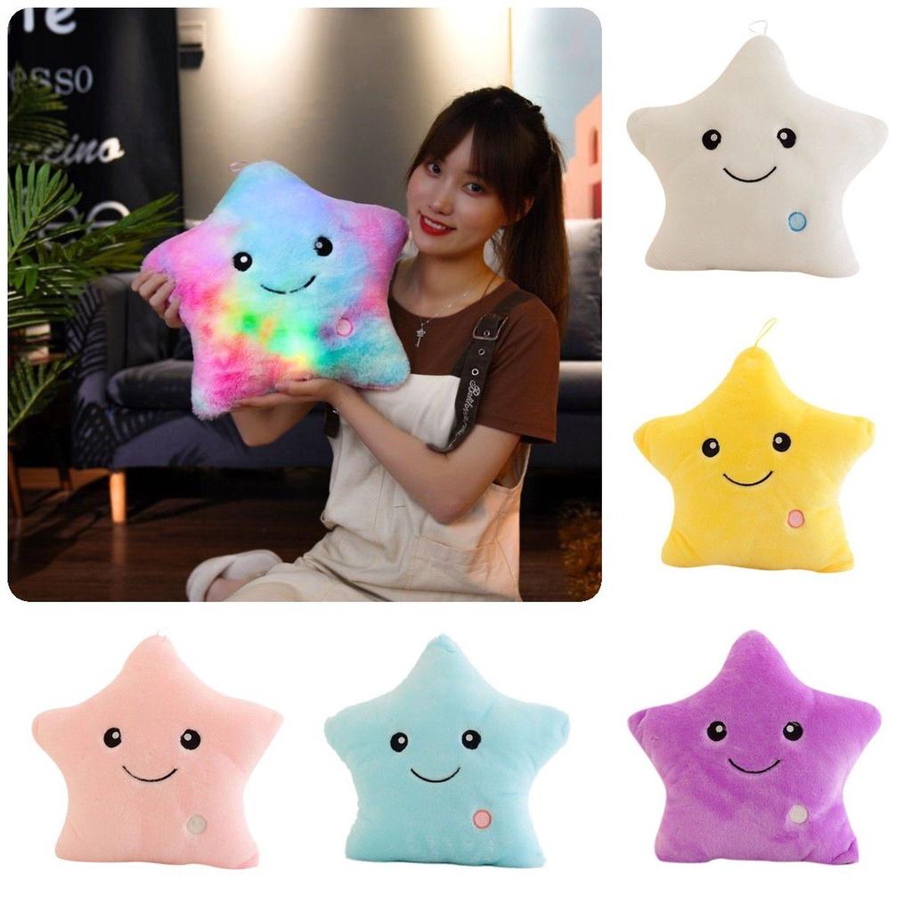 Luminous Glowing Led Colorful Stars Cushion Plush Toy Pillow For Kids' Rooms