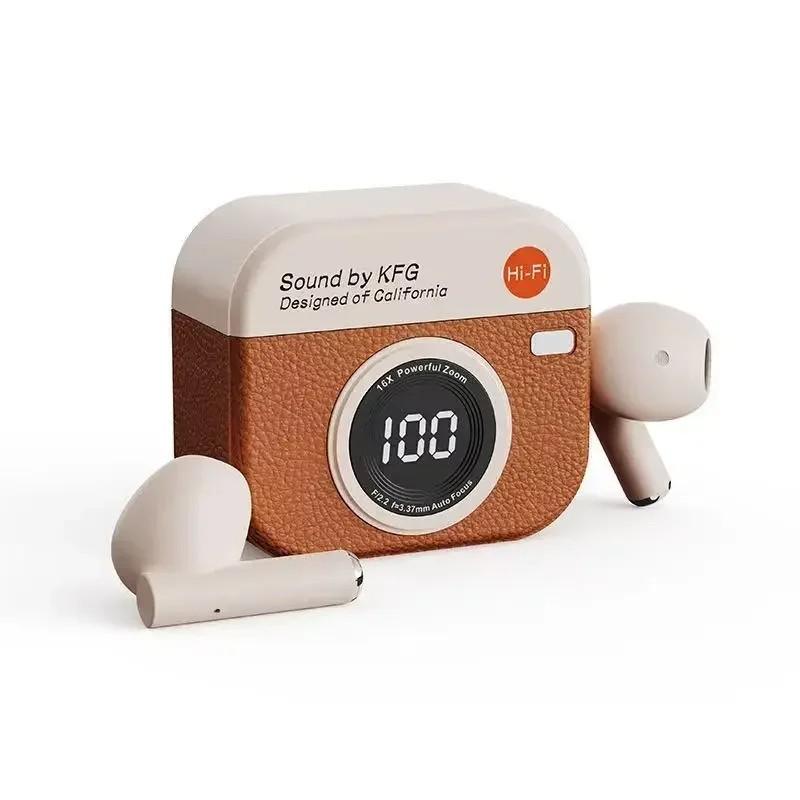 Wireless Bluetooth Headphones Retro Camera Creative Battery Level Display Music Earphones Long-Lasting Battery Life