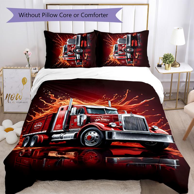 Truck Driver 3pcs Bedding Set Duvet Cover Closure Includes 1 Duvet Cover & 2 Pillowcases for All Seasons Bedroom Home Dorm Decor