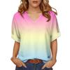 Women's Fashion Casual Everyday Versatile Gradient Print Slim-Fit Summer Short-Sleeve Top