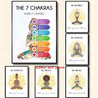 Seven Chakras Yoga Meditation Reiki Poster Positive Inspirational Quotes Canvas Printing Wall Art Picture Yoga Studio Home Decor