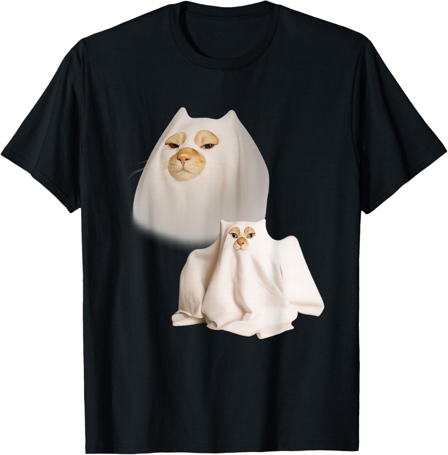 Ghost Cat Meme Funny Artwork Men Women T-Shirt Mens Womens Tees Top unisex T-Shirt Mens Womens Tees Top L