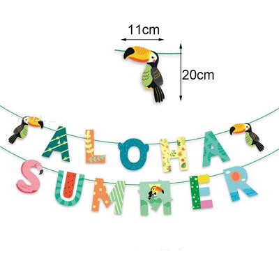Summer Hawaii Theme Party Supplies Toucan Helium Balloons Banner Green & Multicolor Tropical Toucan Party Decoration Favors