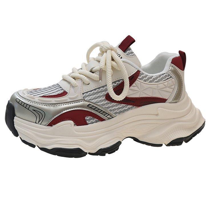 

Dad shoes new summer breathable mesh single shoes platform fried street light running casual sports shoes 35 красный