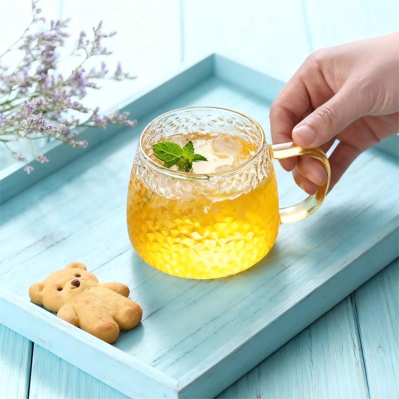 350ml/400ml Hammer Pattern Coffee Cup Juice Glass Mug Temperature Heat Resistant Hand Handle Tea Cup Household Drinking Cocktail
