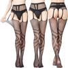 Dámské erotické punčochové kalhoty s otevřenou krajkou v rozkroku podvazkové punčochové kalhoty