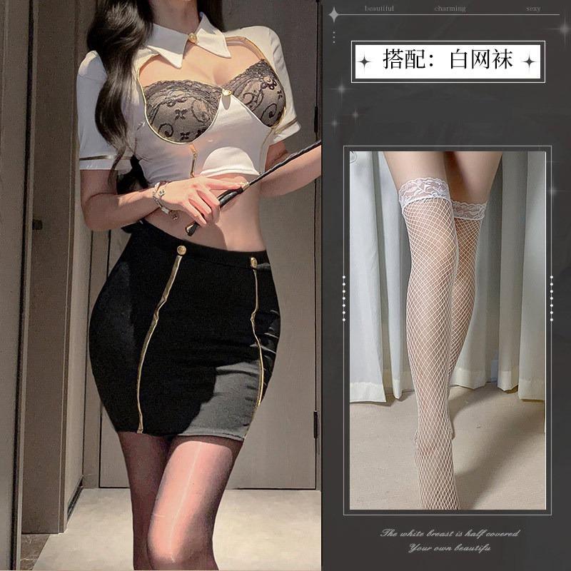 Sexy lingerie sexy lace seduction tight hip skirt hot stewardess showing breasts instructor playing uniform hot girl