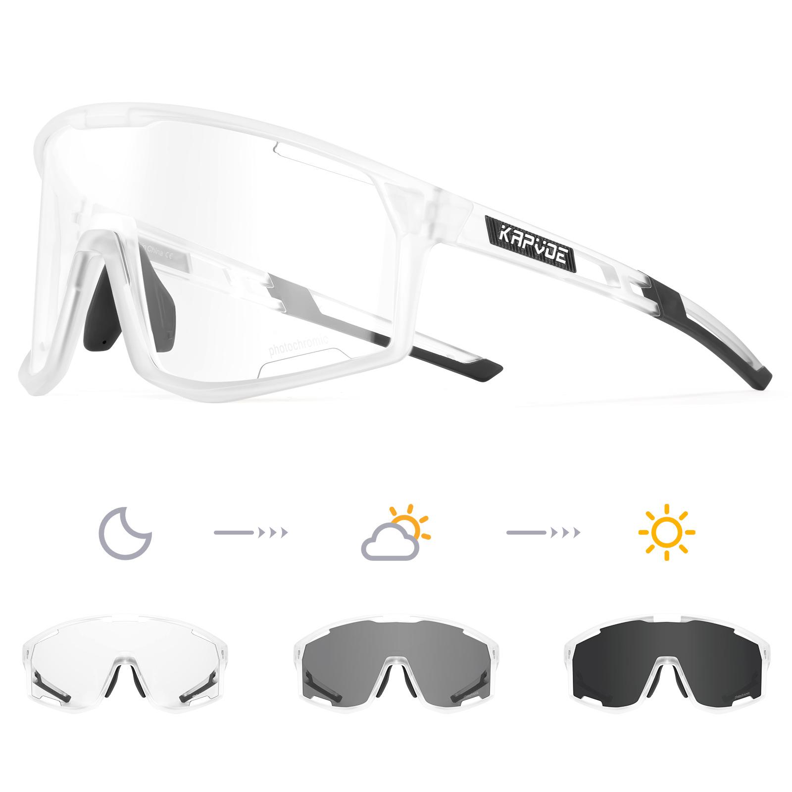 

KAPVOE Cycling glasses, mountain bike, bicycle, outdoor sports windproof goggles, unisex photochromic protective eyewear TK180-PH-1L-13