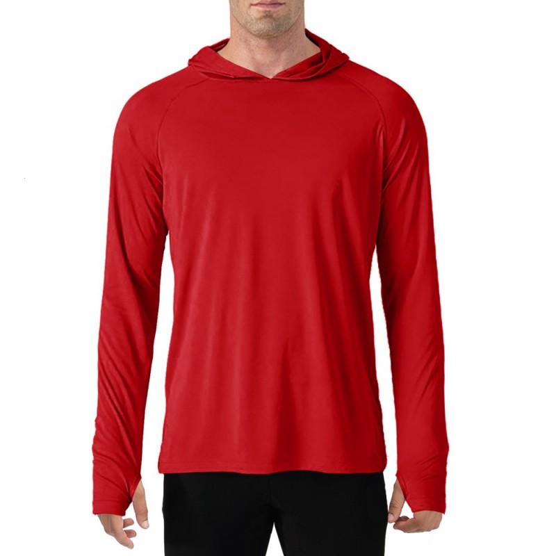 Mens Lightweight Hooded Fishing Shirt With Thumb Holes UPF 50 Sun Protection Quick-Dry Breathable Long Sleeve Outdoor
