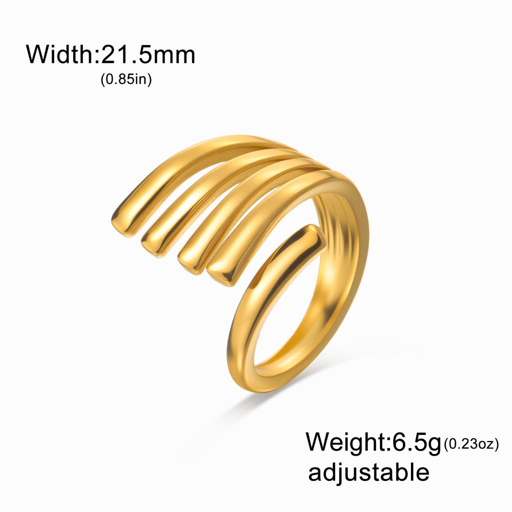 Stainless Steel Gold Color Geometric Open Ring Fashion Minimalist Finger Rings Wedding Party Jewelry Gift Wholesale
