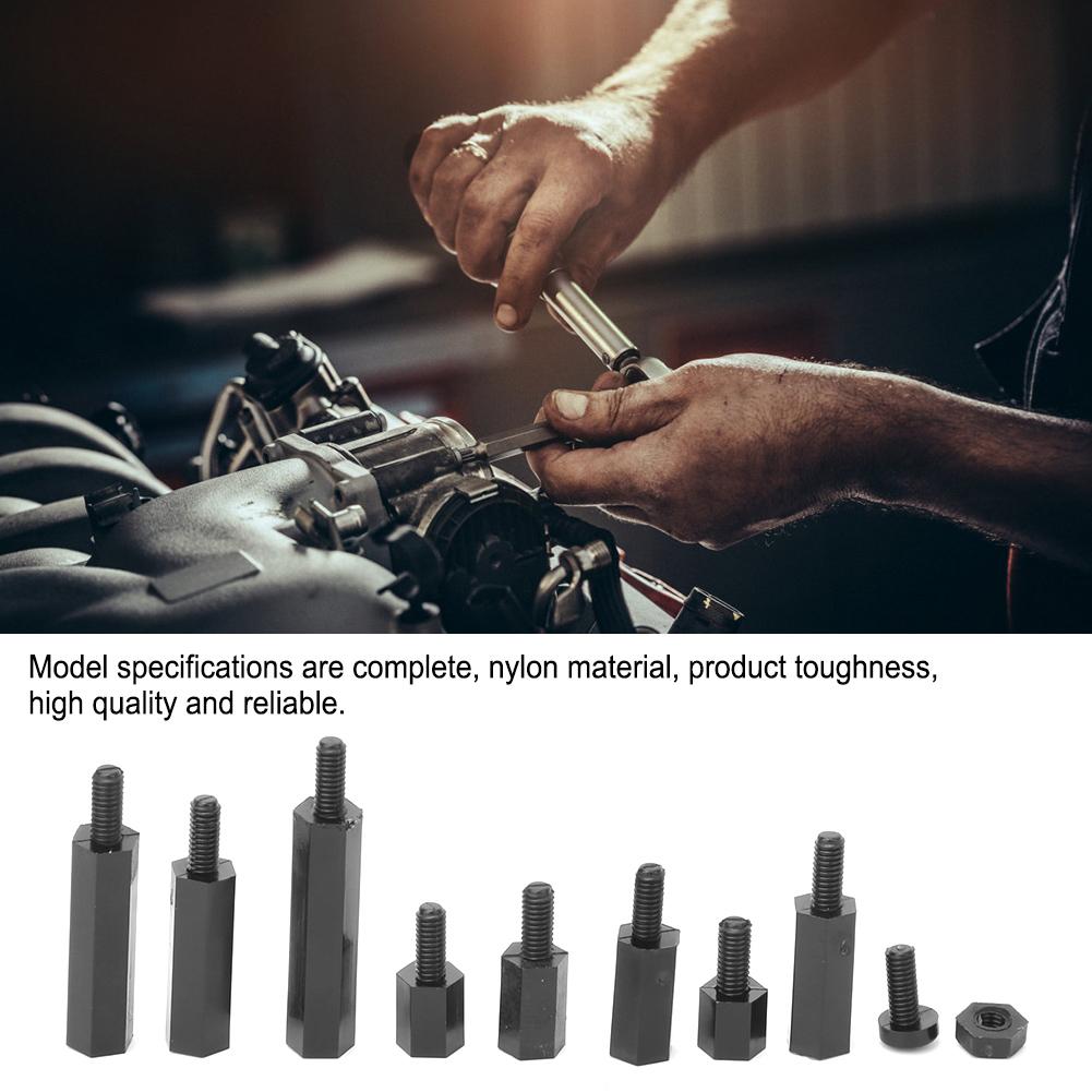 140 Pcs Nylon Screw Kit M2.5 Round Cross Screw Nut Female Male Standoff Set(Black )