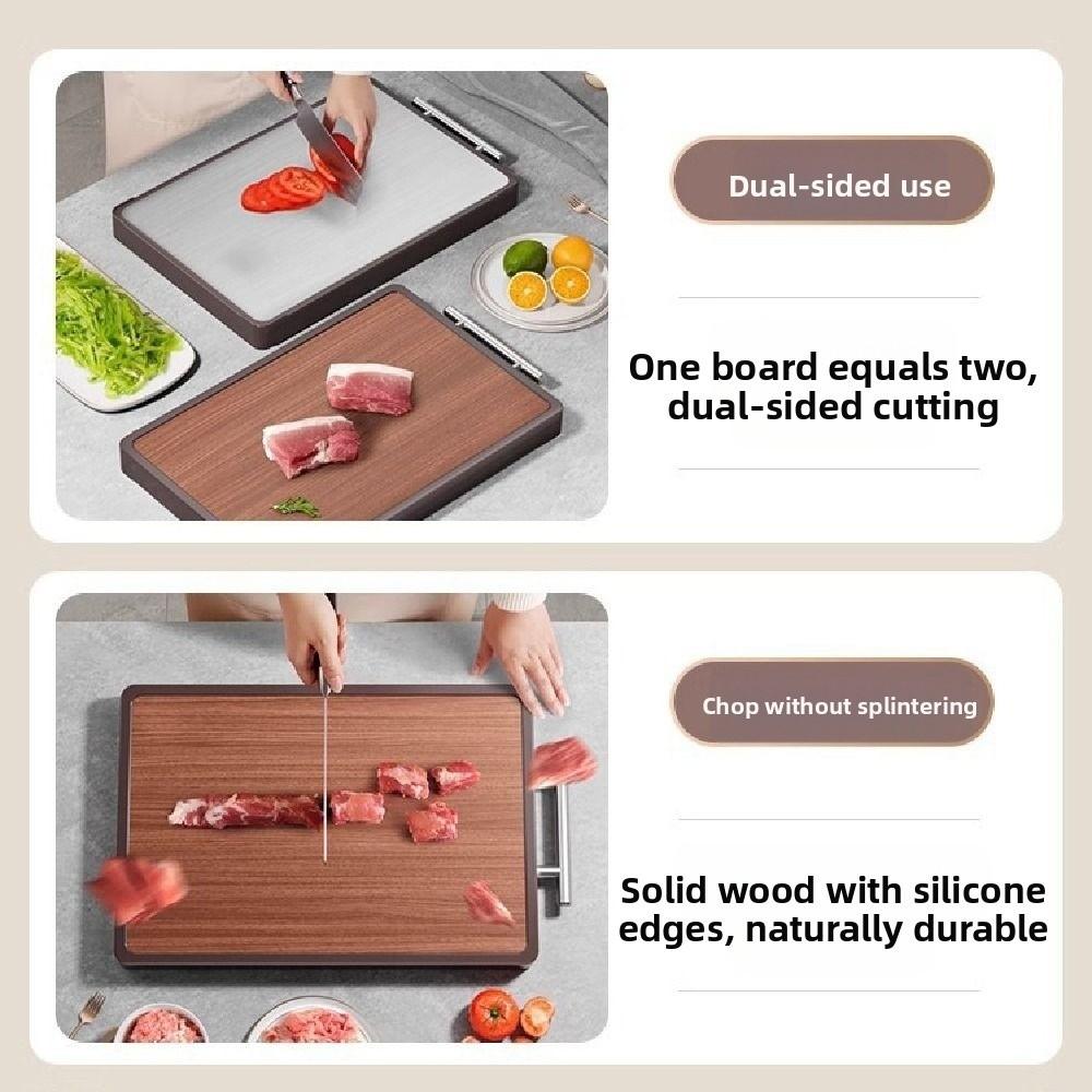 Anti-Bacterial Wood Chopping Board Anti-Slip Stainless Steel Cutting Board  Home