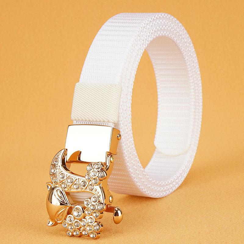 New Women'S Commuting Belt With Automatic Buckle Nylon Waistband, Outdoor Leisure Versatile Double-Layer Thick Belt