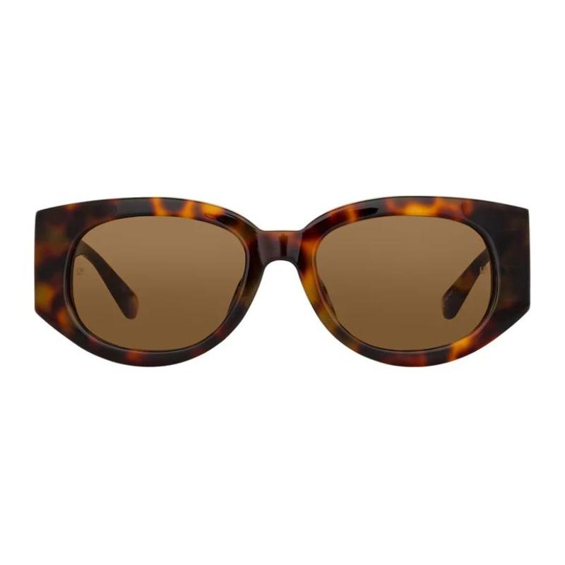 GUCCI Temple Decoration Cat's Eye Sunglasses Women's Tortoiseshell