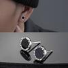 Fashion Stud Earrings Men's Trend Personality Hip Hop Style Black Round Earrings Women's Retro Earrings