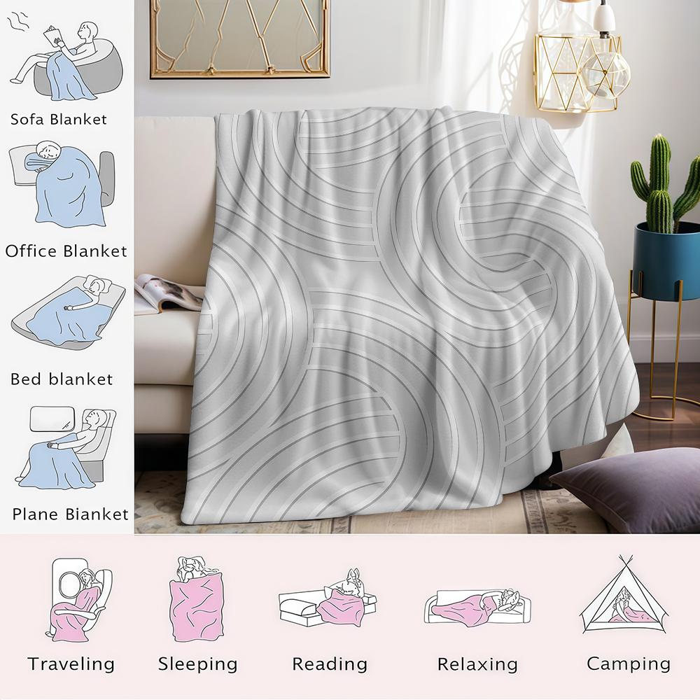 Pale Spiral Grid Flannel Blanket Warm Soft Halloween Christmas Couch Warm Cozy Decorative Decor Gift for All Season