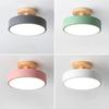Wood Pendant Lamp Round Spotlights Nordic LED Ceiling Lights  Entrance Hallway