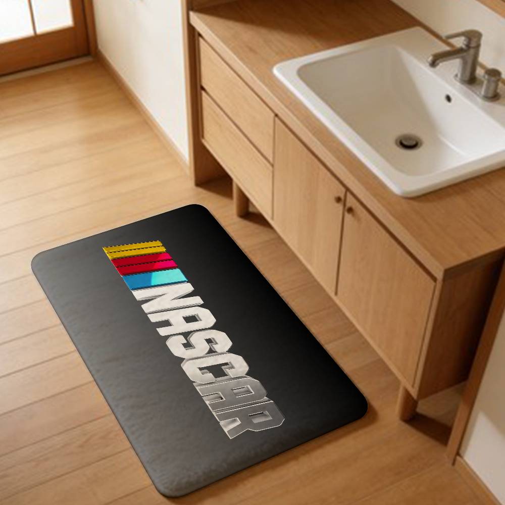 N-NASCARS Racing Car Bathroom Mat INS Style Soft Bedroom Floor House Laundry Room Mat Anti-skid Welcome Doormat