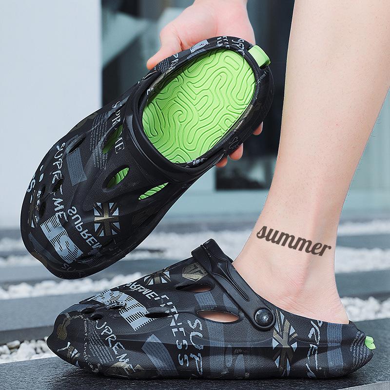 Breathable Casual Camouflage Hole Shoes Men'S Thick-Soled Non-Slip Outer-Wear Dual-Purpose Slippers Men'S Trendy Beach Sandals