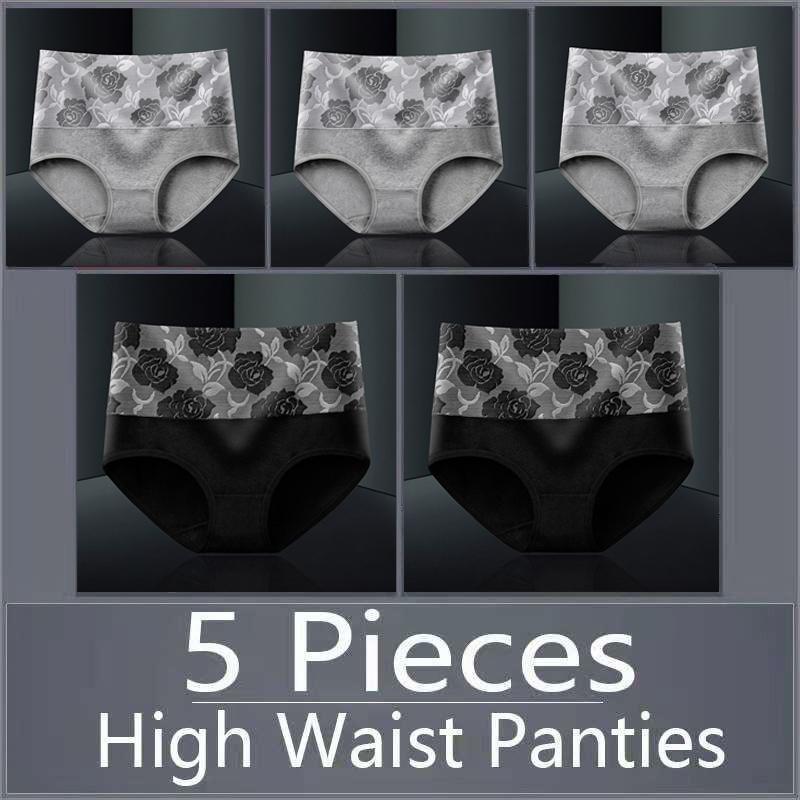5pcs Women's Panties Pure Cotton Breathable High Waisted Panties Women's Plus Size Underwear