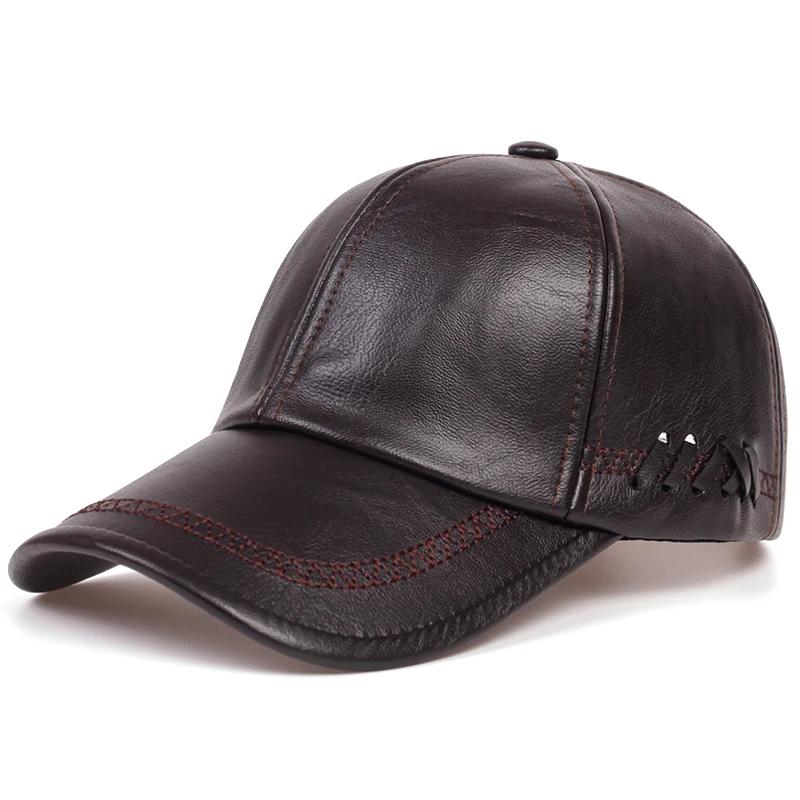 Unisex Solid Color Leather Baseball Caps Adjustable Casual Hats Spring and Autumn Outdoor Sunscreen Hat