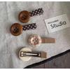 Vintage Button Hair Clips for Women Hand-painted Wooden Floral Barrettes Delicate Polka Dot Ribbon for Bridesmaid Hair Decor