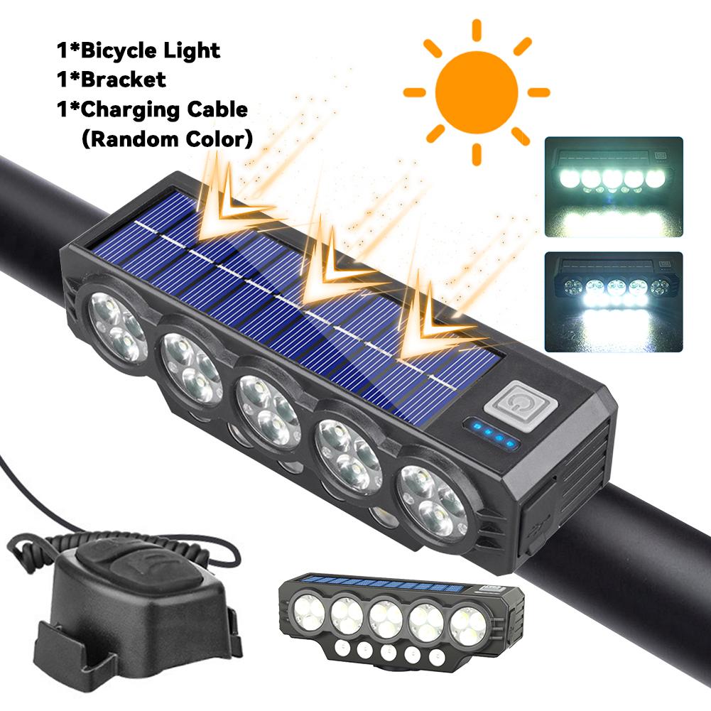 

20LED Solar Bicycle Horn Light USB Rechargeable Bicycle Headlight Power Display Highlight Bike Front Light Bicycle Accessories China Mainland