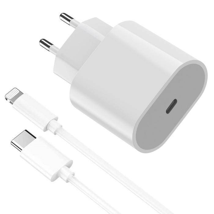 Caricatore Rapido 20W - Phonillico - USB-C Lightning - 1 metro - Compatibile Airpods Pro/Max bianco