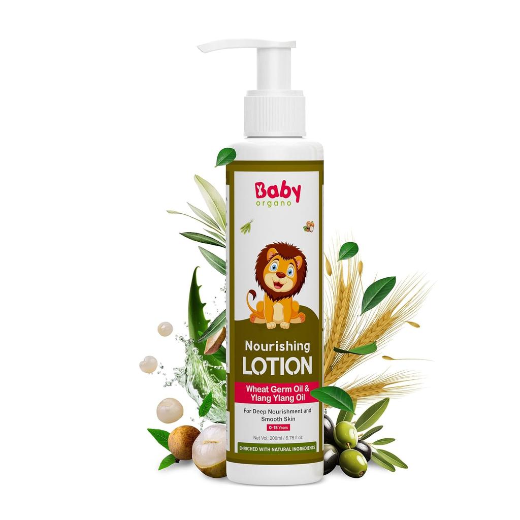 Babyorgano Baby Body Lotion for Newborn 0-2 Years Babies 200ml | Nourish & Moisturise Skin | Non Sticky | Enriched with Ylang Ylang