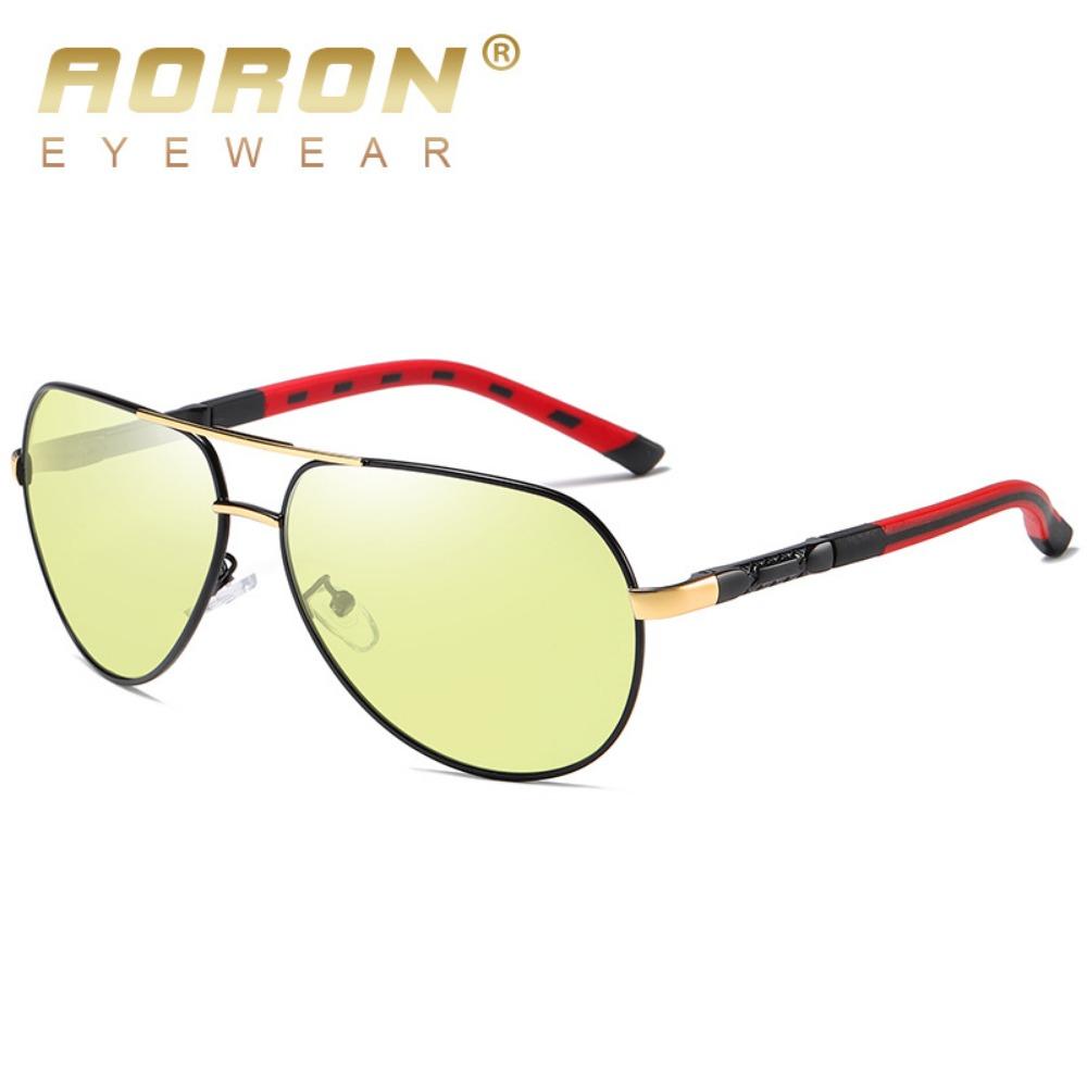 aoron Metal Polarized Color Changing Glasses Round Toad Glasses Driving Sunglasses Night Vision Glasses