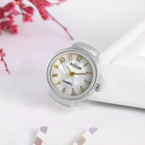 JEWELRYWE Seashell Ring Watch, Women's Analog Ring Watch, One Size Fits All, Men's Ring Watch, Accessory with Numeric Dial, Anniversary, Christmas Gif