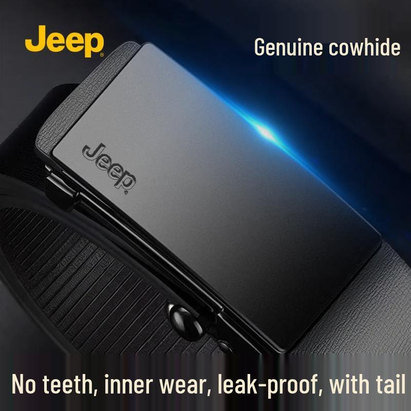 JEEP Men s Genuine Leather Automatic Buckle Belt 120cm