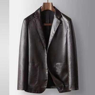 Autumn Winter Men's PU Leather Suit Coat Light Luxury Business Leather Fashion Blazes Outwear