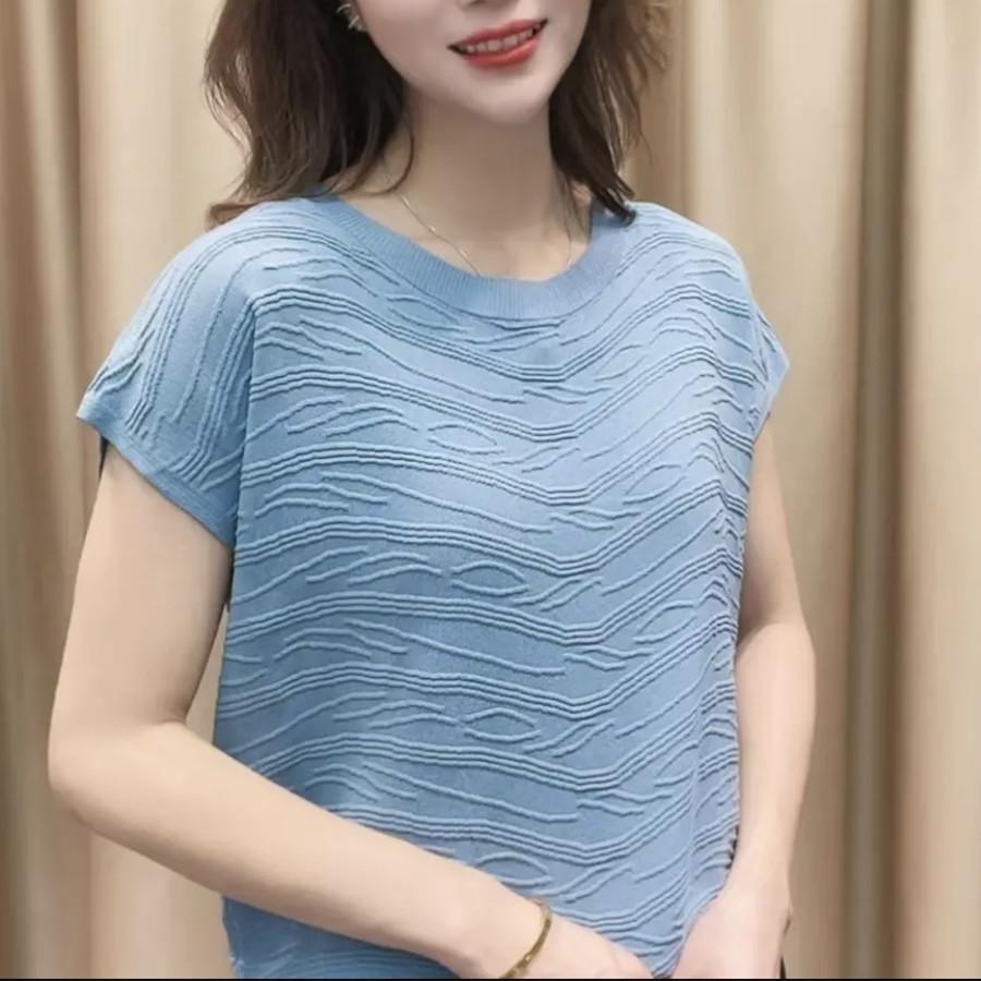 Moda Bol Yaşlı Doku Hissi Mizaç Yarasa Kollu Örgü Gömlek Moda Çok Yönlü Örgü Üstler Günlük Temel Slim Fit Kazaklar Tişörtler