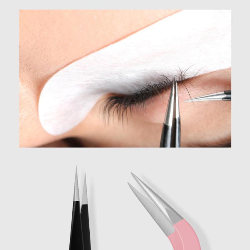 1Pcs Stainless Steel Eyelash Extension Tweezers Curved Straight Head Lashes Tweezer Non-Magnetic Eyelashes Nail Makeup Tools