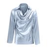 Women's Fashionable Solid Color V Neck Long Sleeved Temperament Pullover Shirt Top